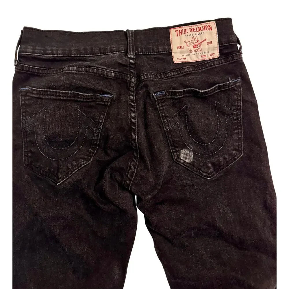 True Religion Men's Ricky Relaxed Straight Black Jeans Sz 31x33 Imperfection